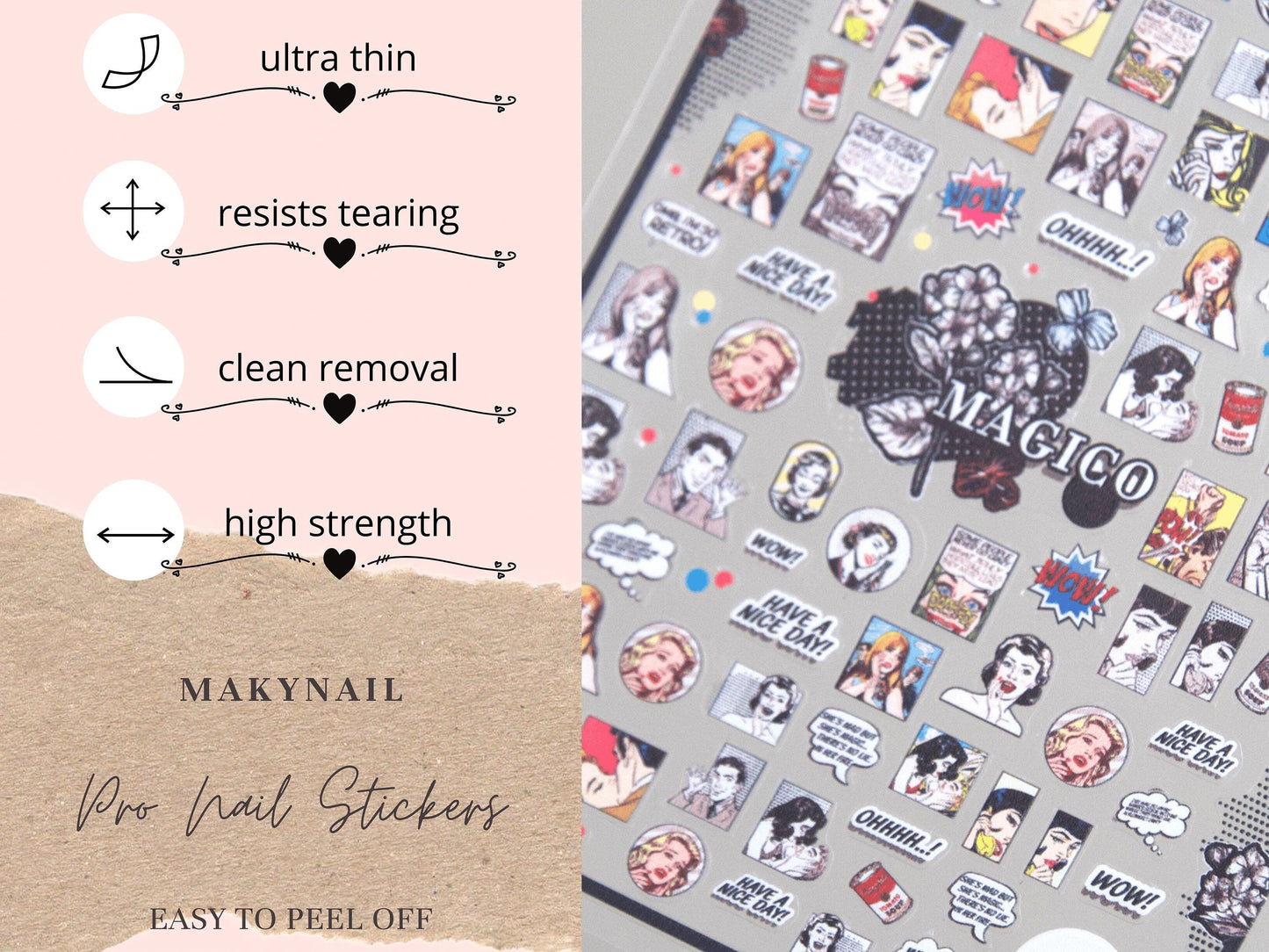 Pin-up Girl Nail Art Sticker Vintage Magazine