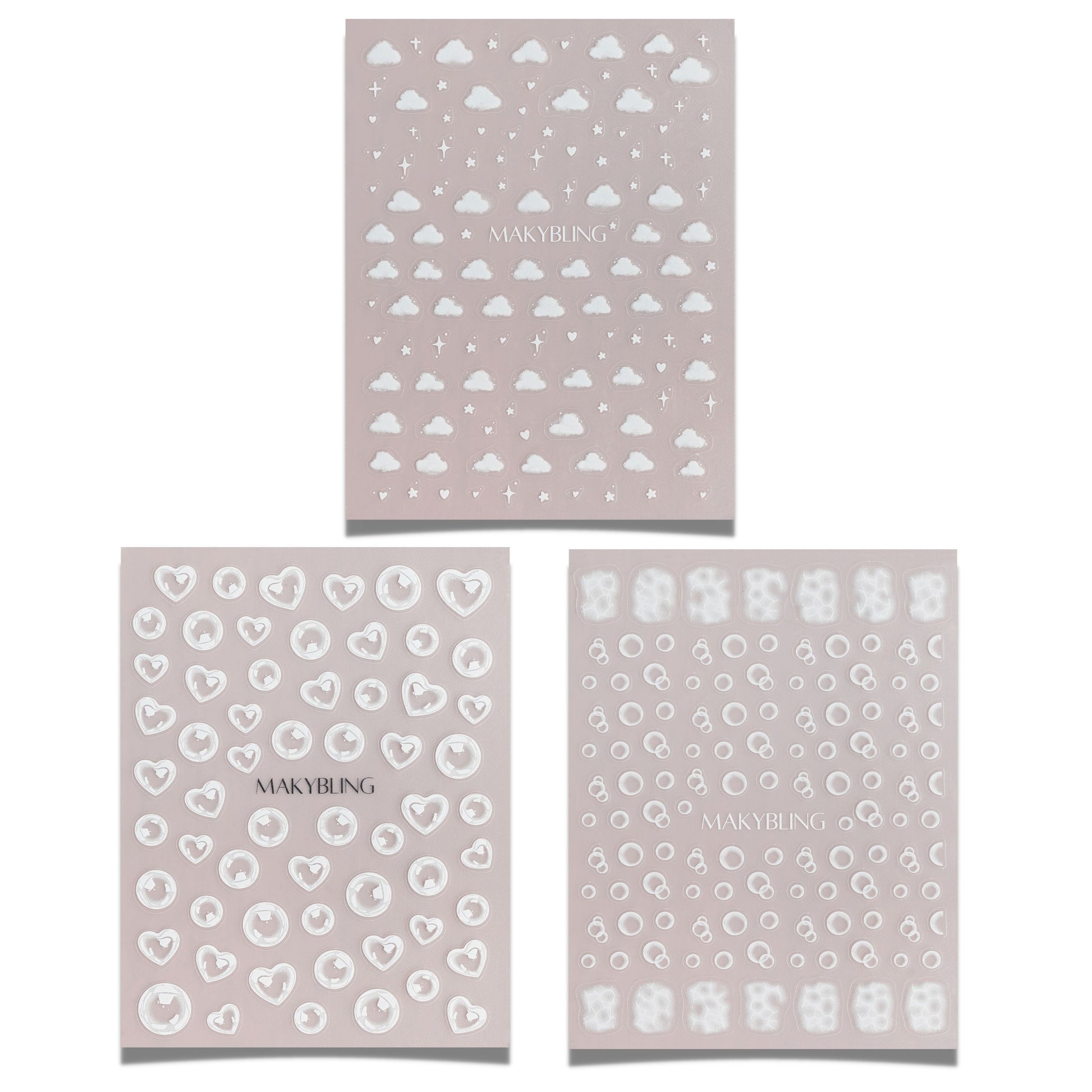 White Cloud Bubble Nail Stickers Kit – MakyNailSupply