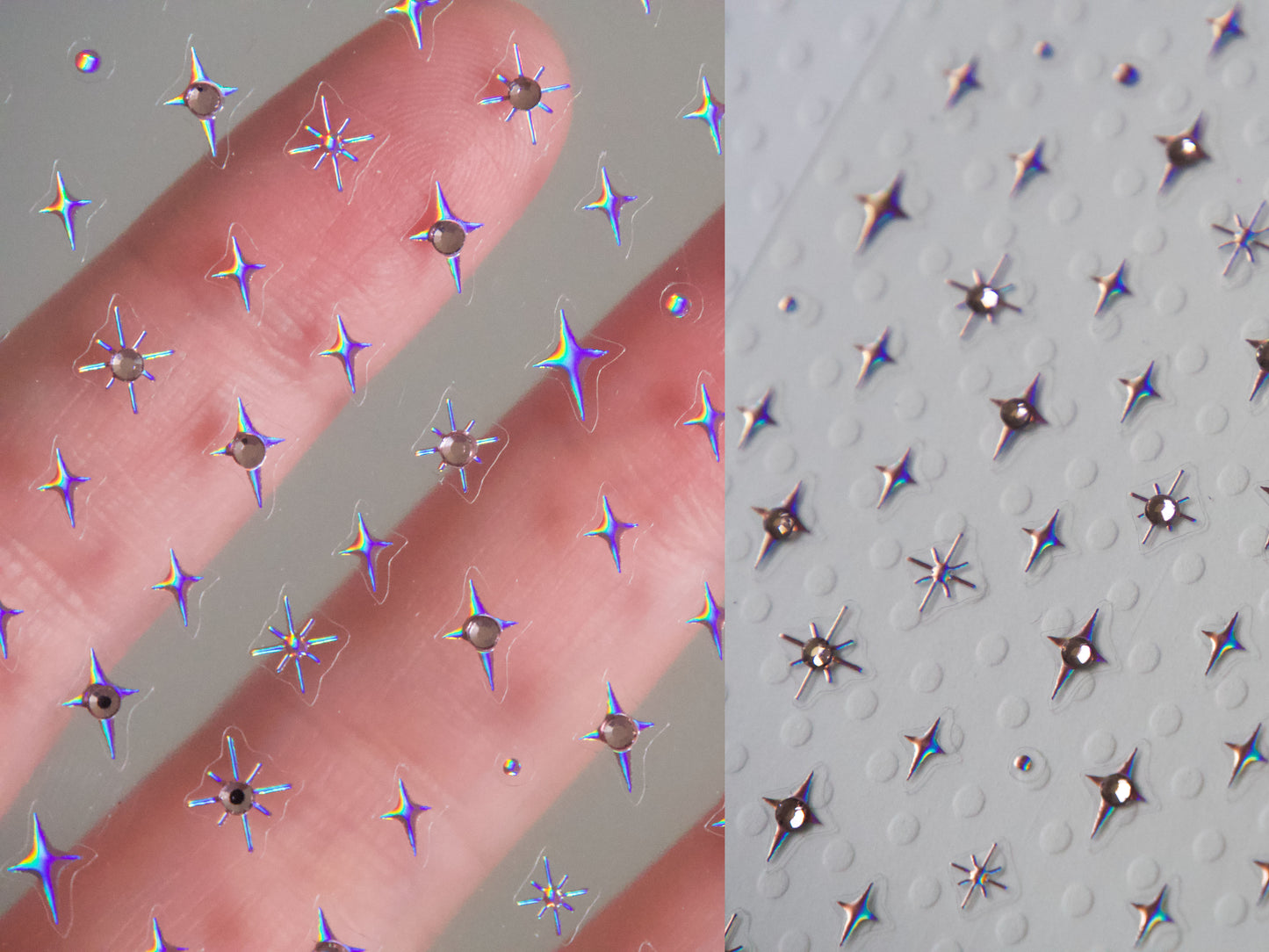 Gilding Silver Halo Crystals Stars Nail Stickers