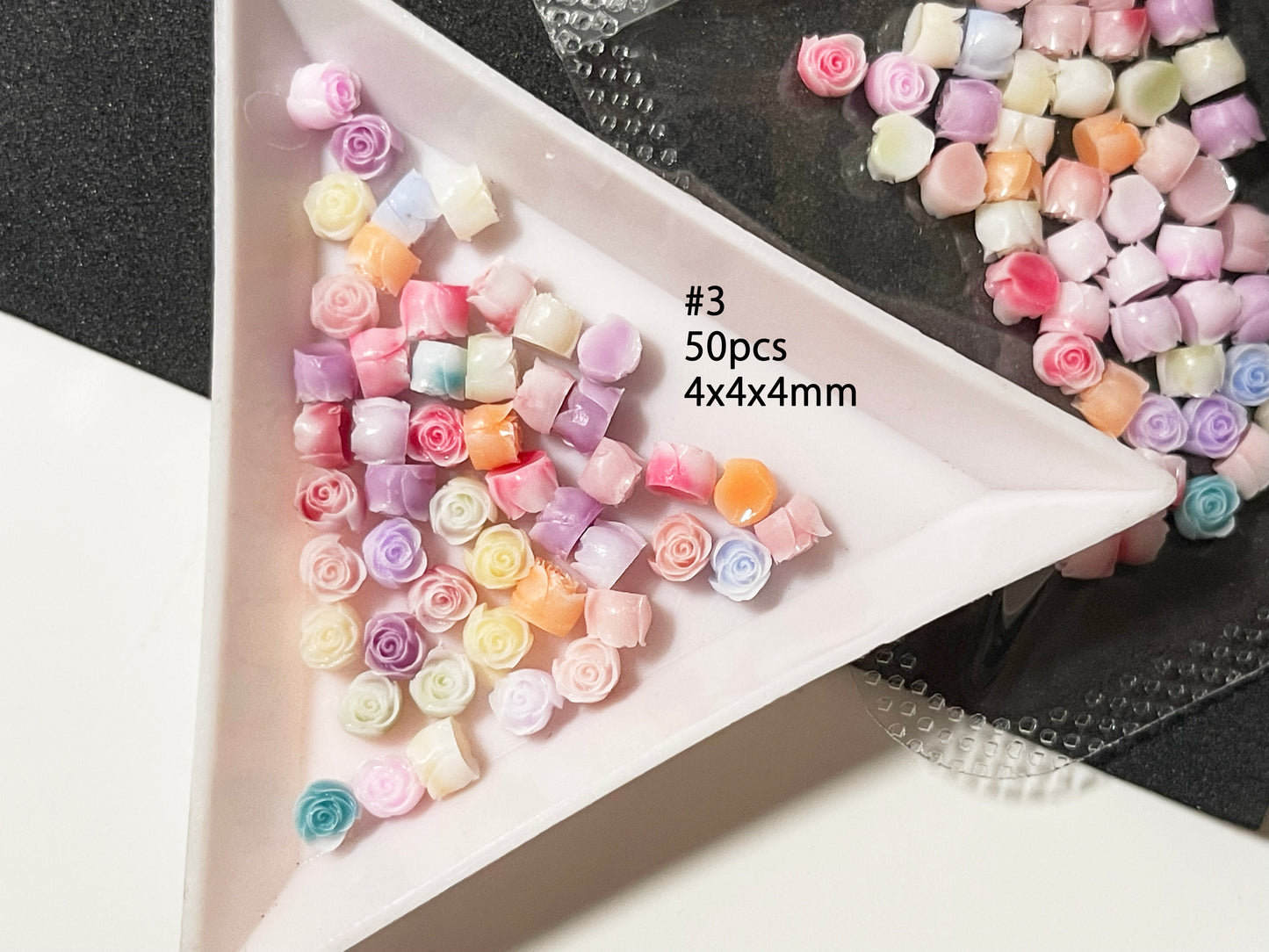 50pcs 3D Rose Flower Nail Jewelry Studs