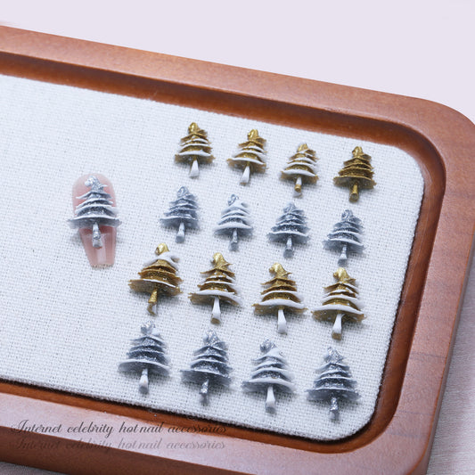 10pcs Christmas Tree with Snow Nail Decals