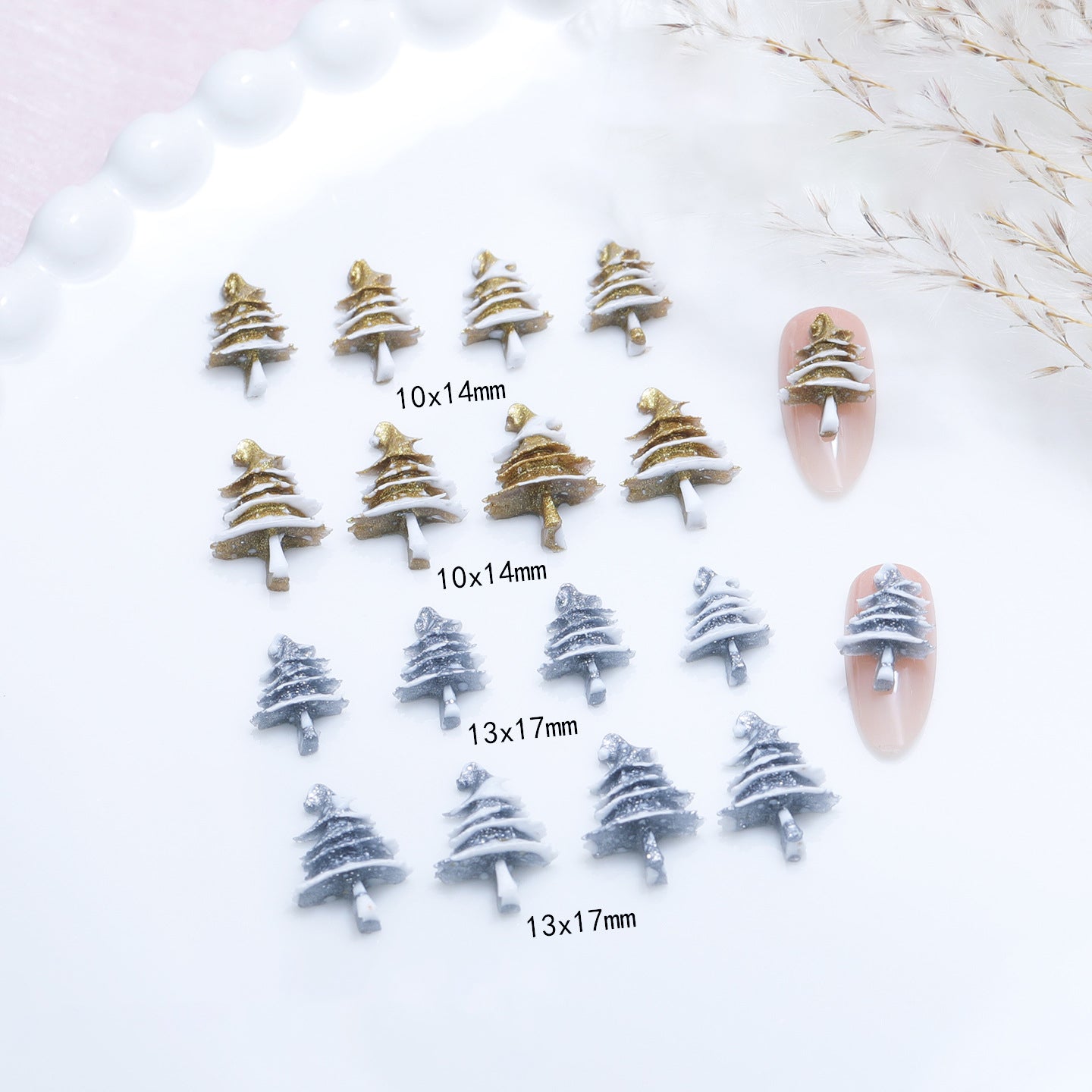 10pcs Christmas Tree with Snow Nail Decals