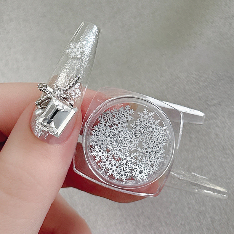 Metallic White Snowflake Nail Studs – Winter Nail Art Decorations