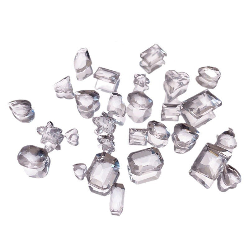 34 pcs Mixed Shapes Icy Clear Crystals/ Ice Berg Nail Jewelry Rhinestones set Deals
