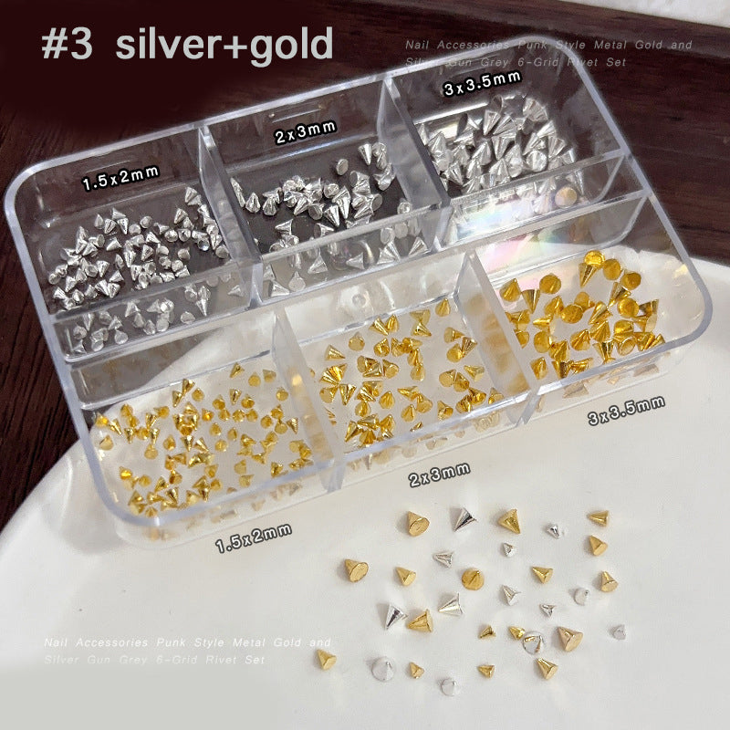 6 grids Cone Spikes Punk Rivets Stud for Nail art