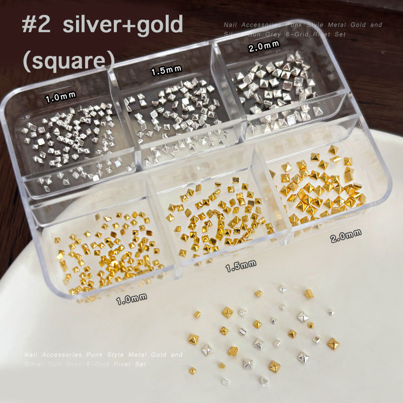 6 grids Cone Spikes Punk Rivets Stud for Nail art