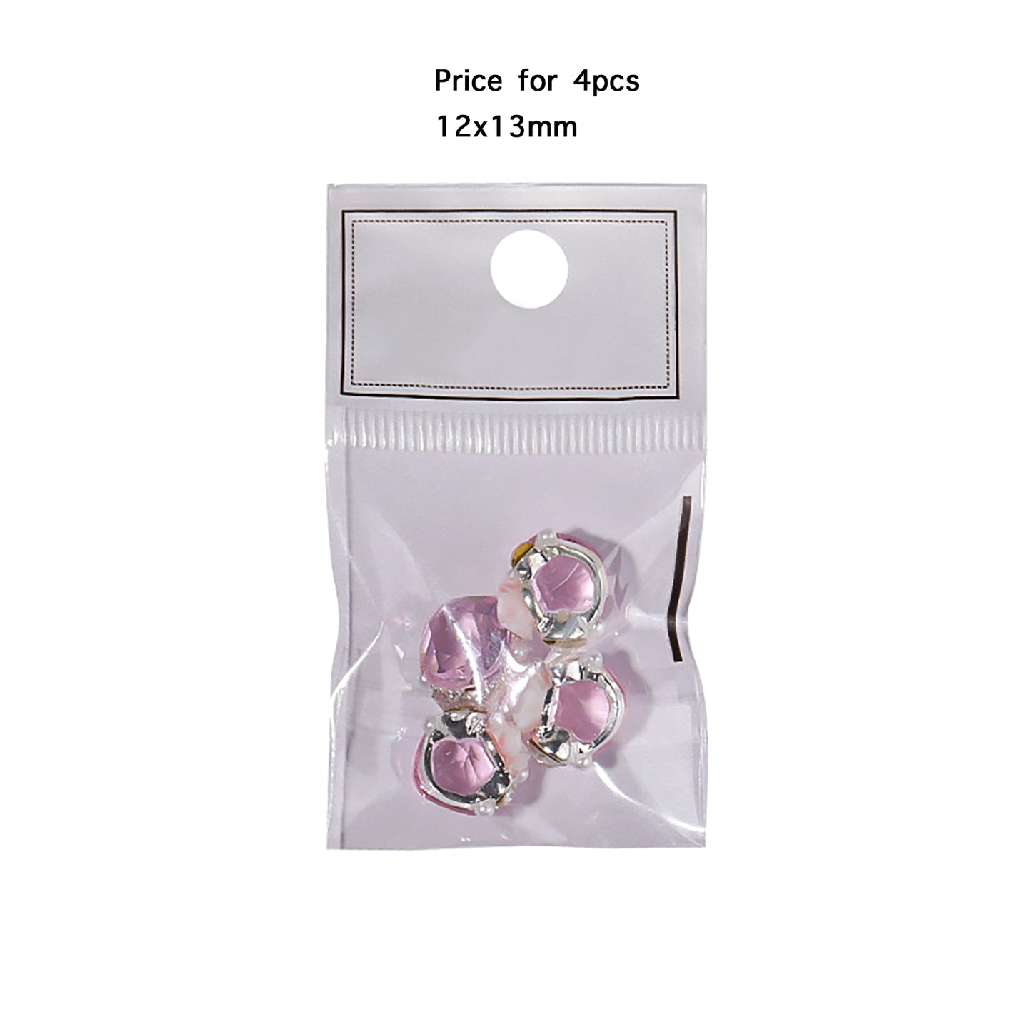 Crystal Nail Charms: 3D Baguette, Rose & Pearl Decorations (4pcs)