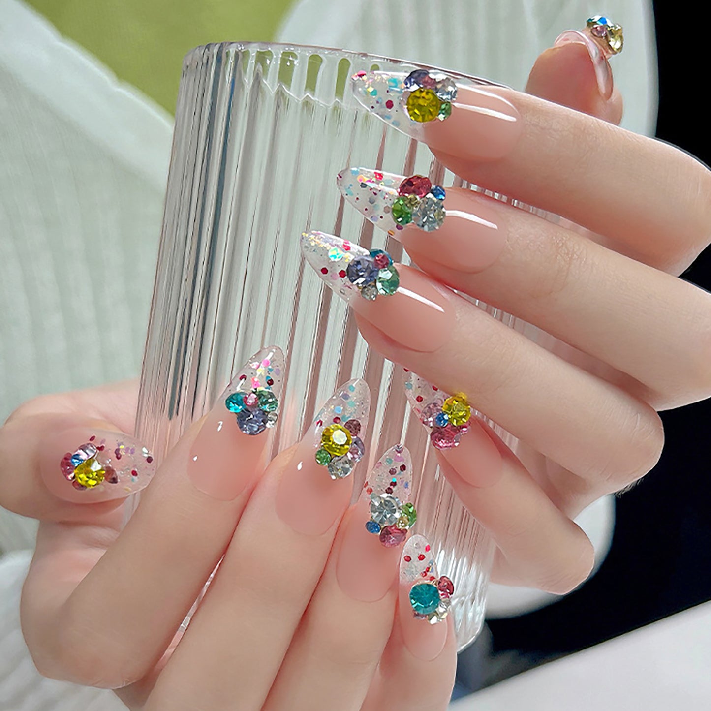 10pcs Mini Candy Czech Rhinestone Nail Charms: 3D Kawaii Nail Art