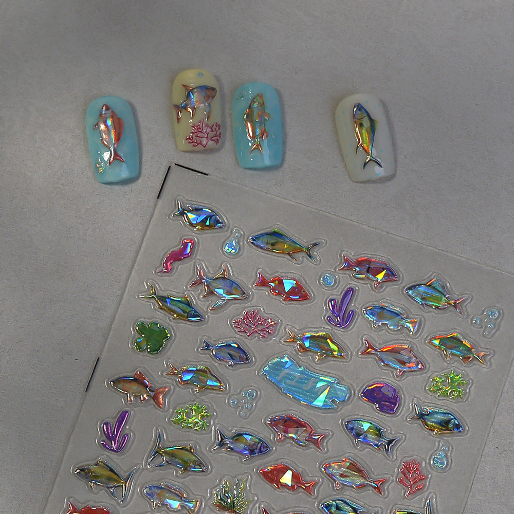 Iridescent Tropical Fish Nail Stickers – Holographic Mermaid Nail Art