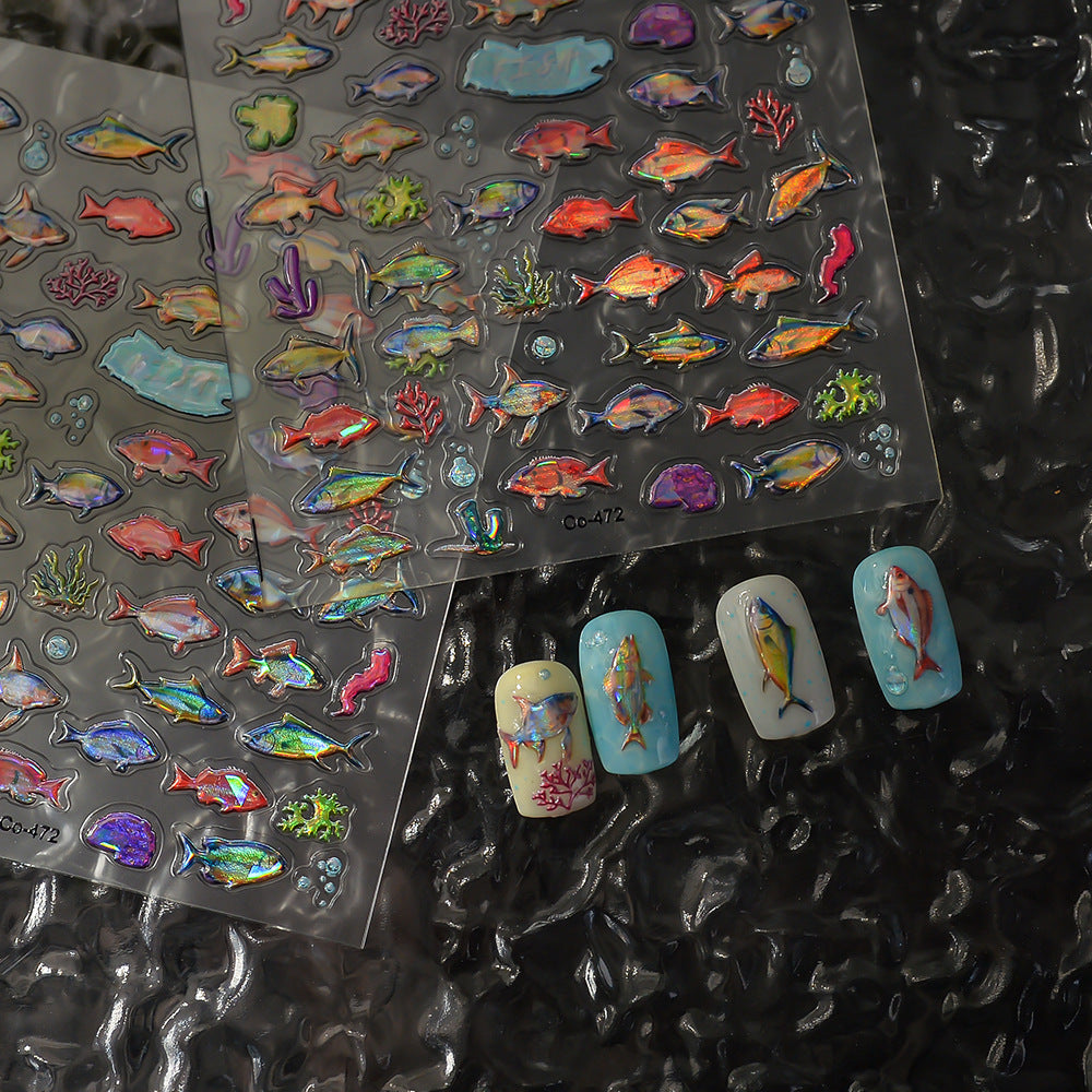 Iridescent Tropical Fish Nail Stickers – Holographic Mermaid Nail Art