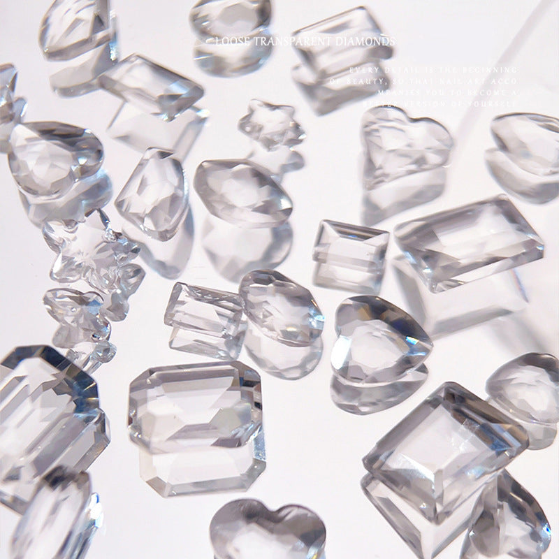 34 pcs Mixed Shapes Icy Clear Crystals/ Ice Berg Nail Jewelry Rhinestones set Deals
