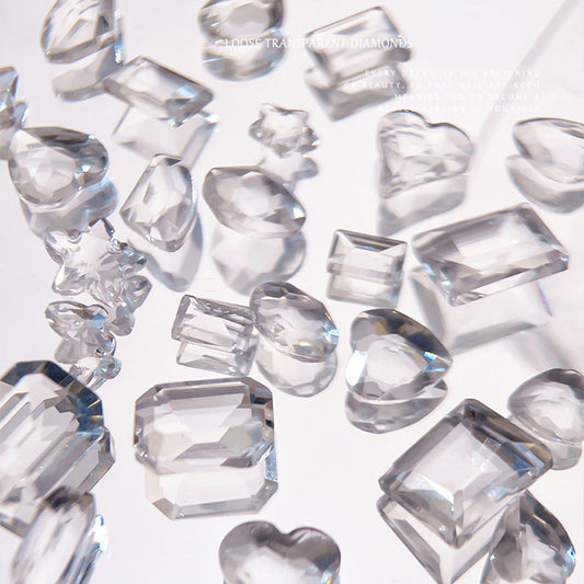 34 pcs Mixed Shapes Icy Clear Crystals/ Ice Berg Nail Jewelry Rhinestones set Deals