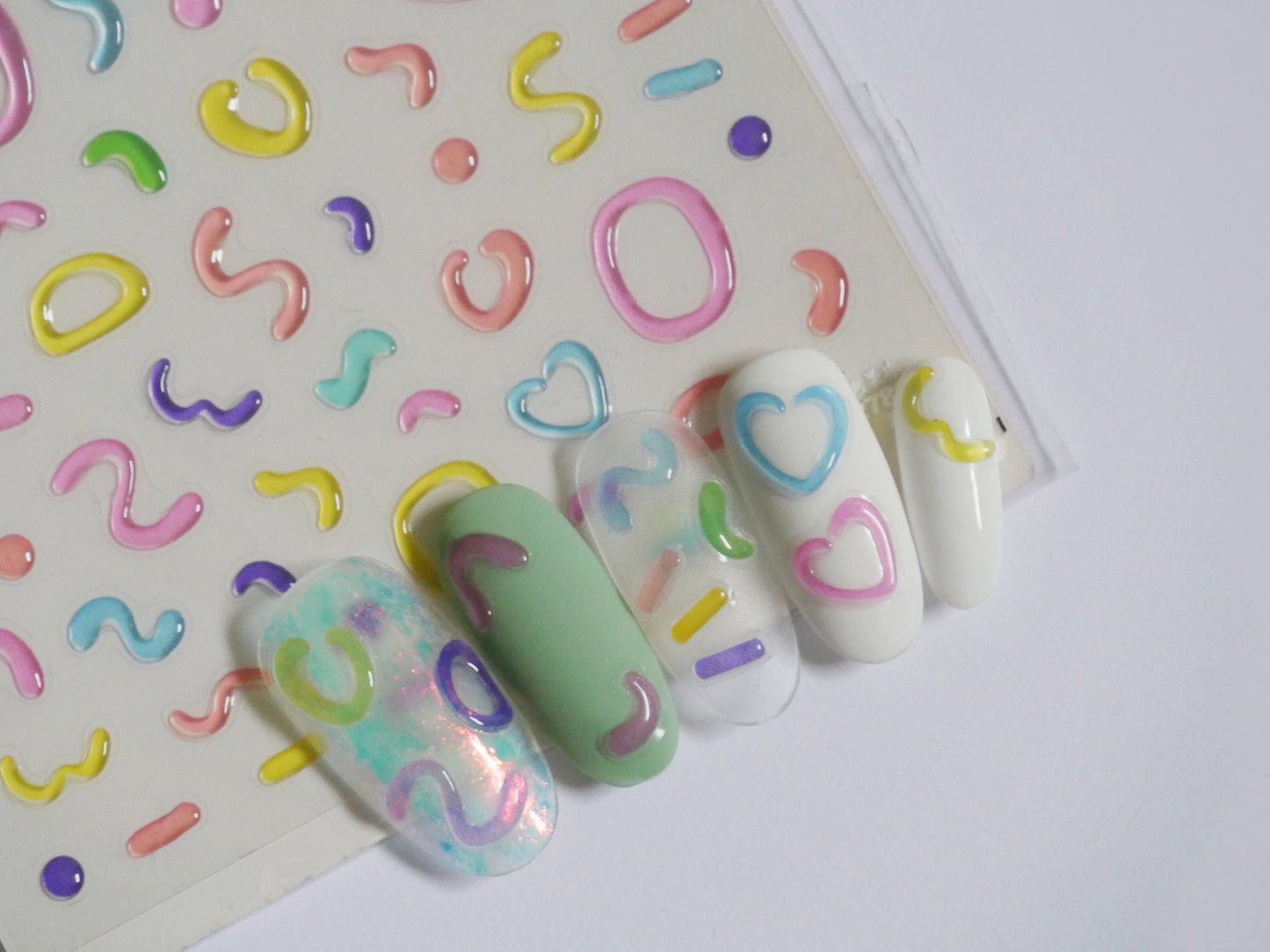 light jelly doodle nail sticker