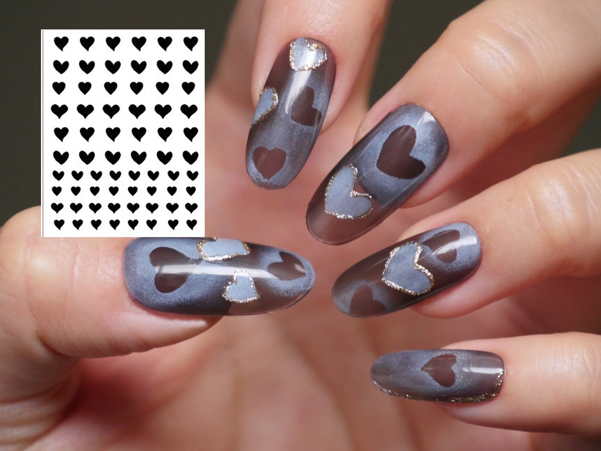 Heart Shaped Gradient Hollowed Nail sticker/ Air Brush Free Heart Hollow Nail Art Stickers Decals