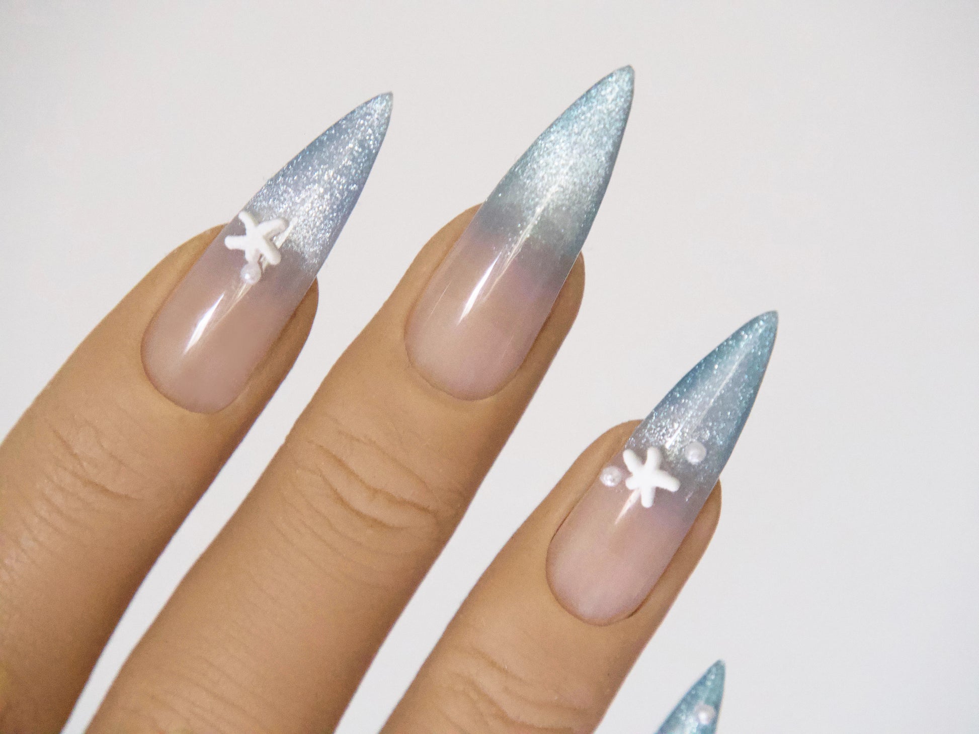 5 pcs 3D Sea star nail decoration/ Metallic Miniature sea star Nail DIY deco/ Mini white sea star accessories / ocean marine design