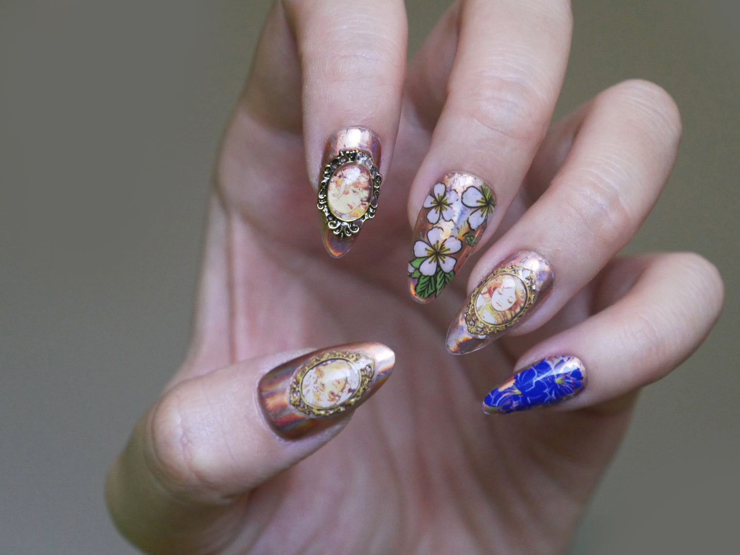 Mucha & Cherub Vintage Renaissance Sticker Nail Art