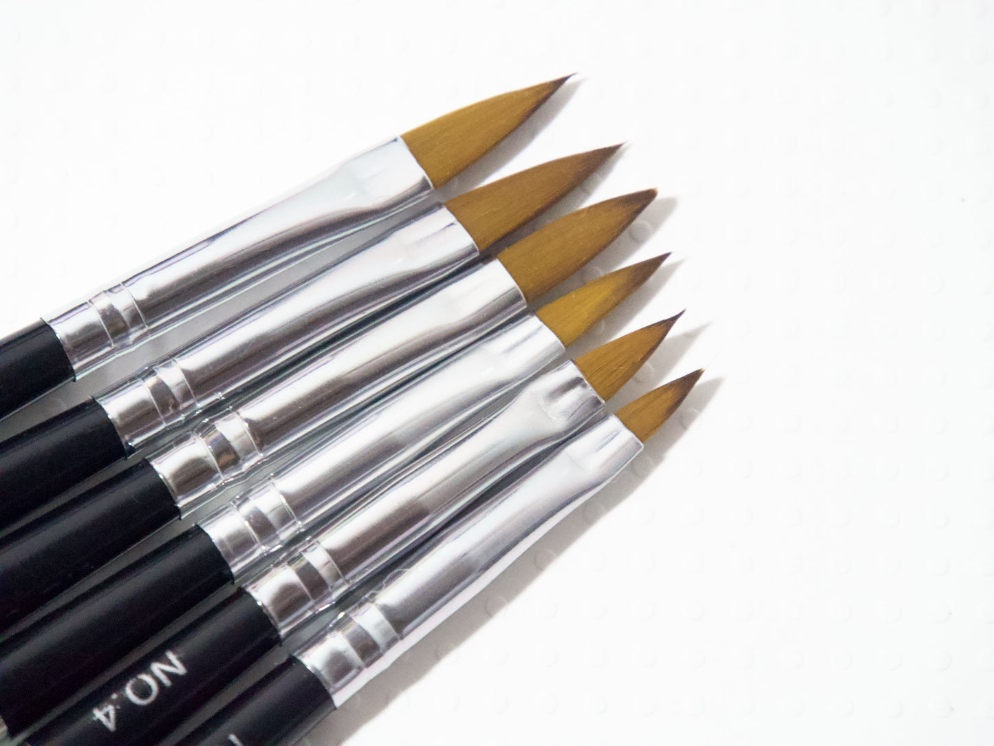 6 pcs Acrylic nail brushes/ Crimped 3D Nail art mink fur nail pen for acrylic design builder