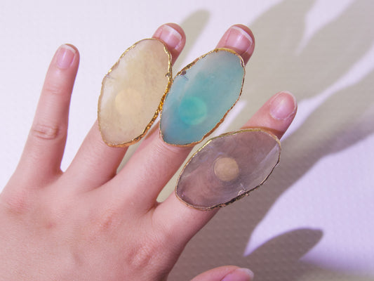 Marble nail painting Palette/ Golden edged Mini Finger Ring Dishes Color Mixing UV Gel Polish Paint Tool