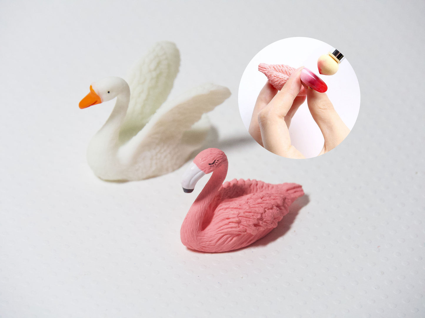 Flamingo Swan Nail Display Stand Holder / IG Nail Art Practice Holder/ Pink White Showing Manicure DIY Tools Photo Shooting Display