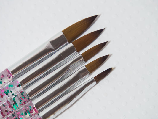 5 pcs Acrylic nail brushes/ Crimped 3D Nail art mink fur nail pen for acrylic design builder