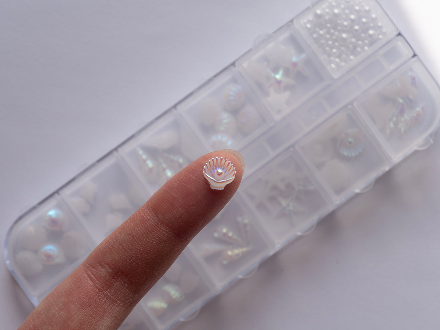 12 Grid Starfish & Seashell Nail Charms Set – Aurora Ocean Conch Palm Tree Nail Accessories | DIY Press-On Nail Gems