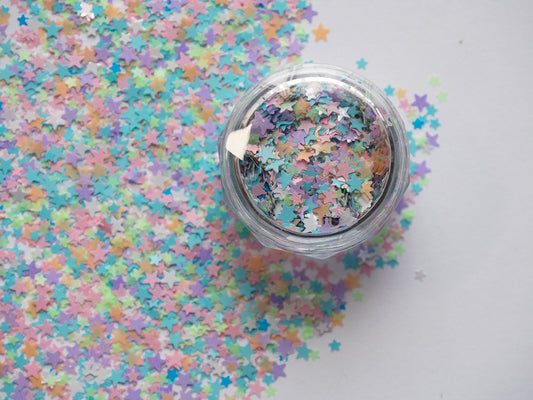 Macaron Star Nail Sequins – Mixed Size Dopamine Mini Five-Point Star Nail Accessories | Cute Press-On Nail Decorations