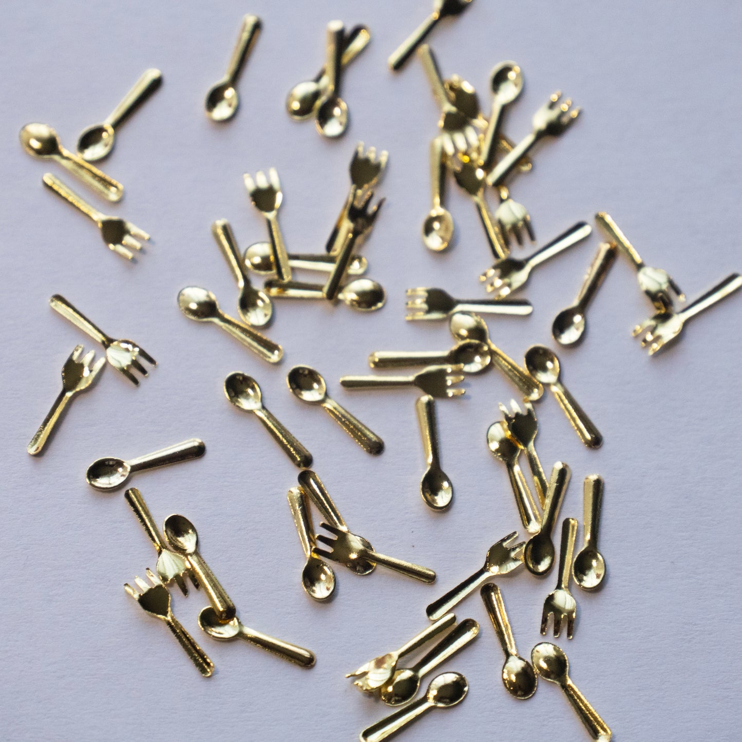 Mini Fork & Spoon Nail Art Accessories | Niche Silver Tableware Style 3D Nail Decorations