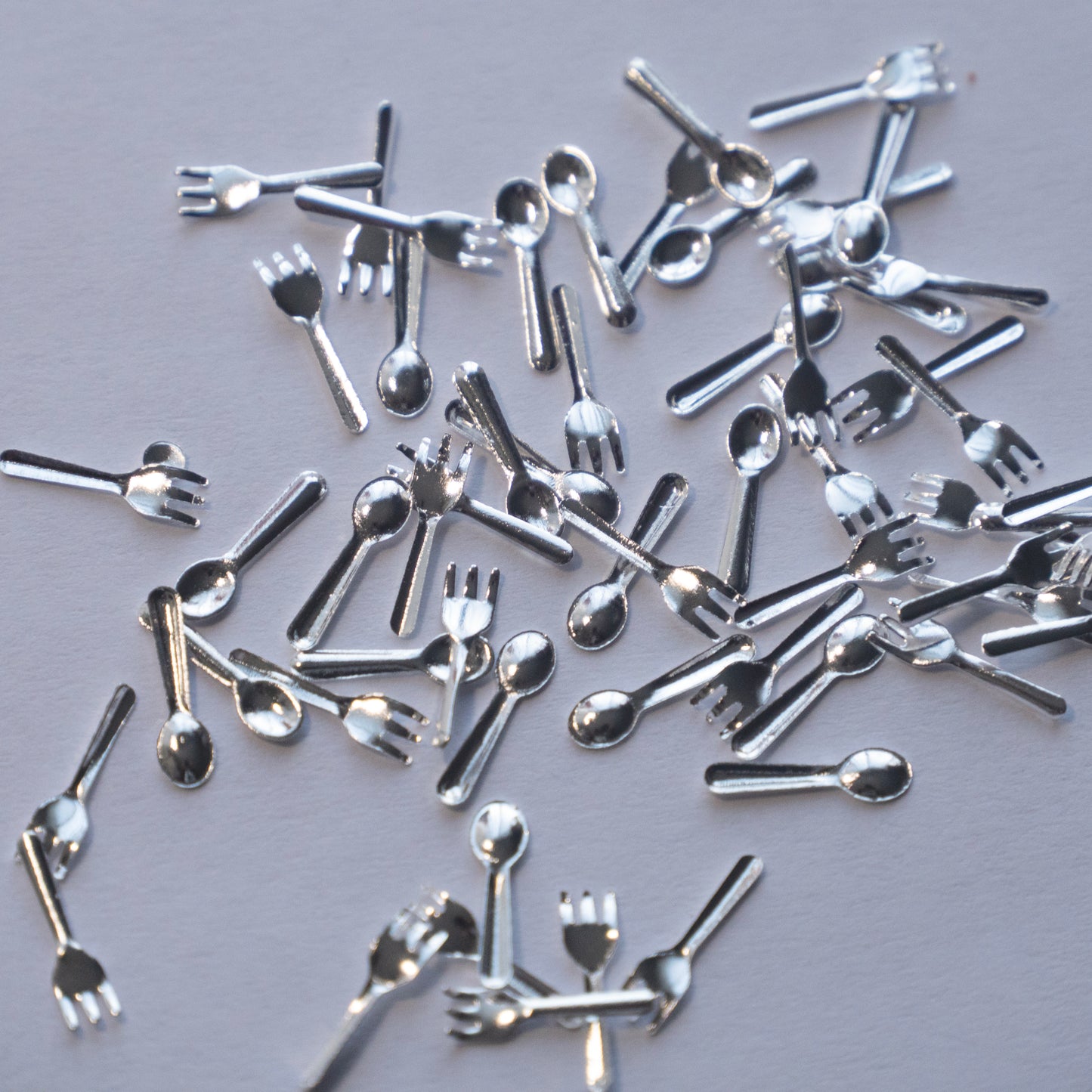 Mini Fork & Spoon Nail Art Accessories | Niche Silver Tableware Style 3D Nail Decorations