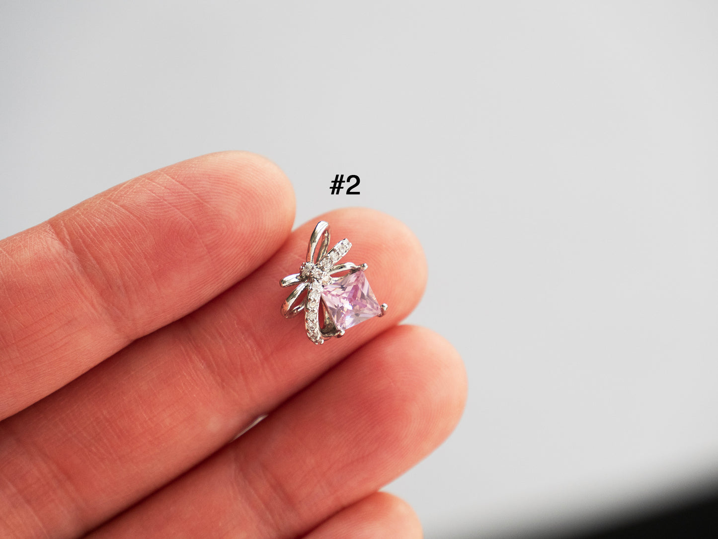 Zircon Rhinestone Nail Charms: Silver Butterfly Bow Heart Designs