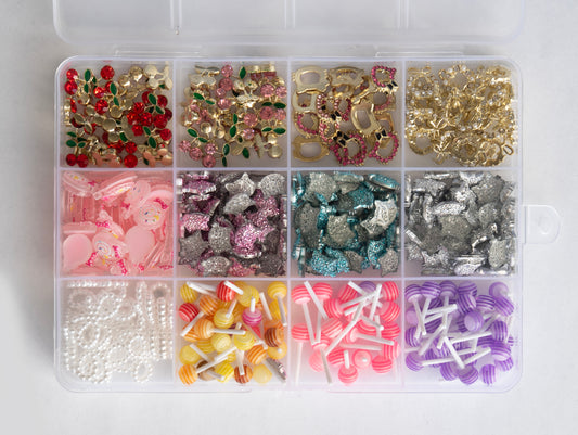 Kawaii Nail Studs Set – Kitty Cat, Cherry, Bow Charms
