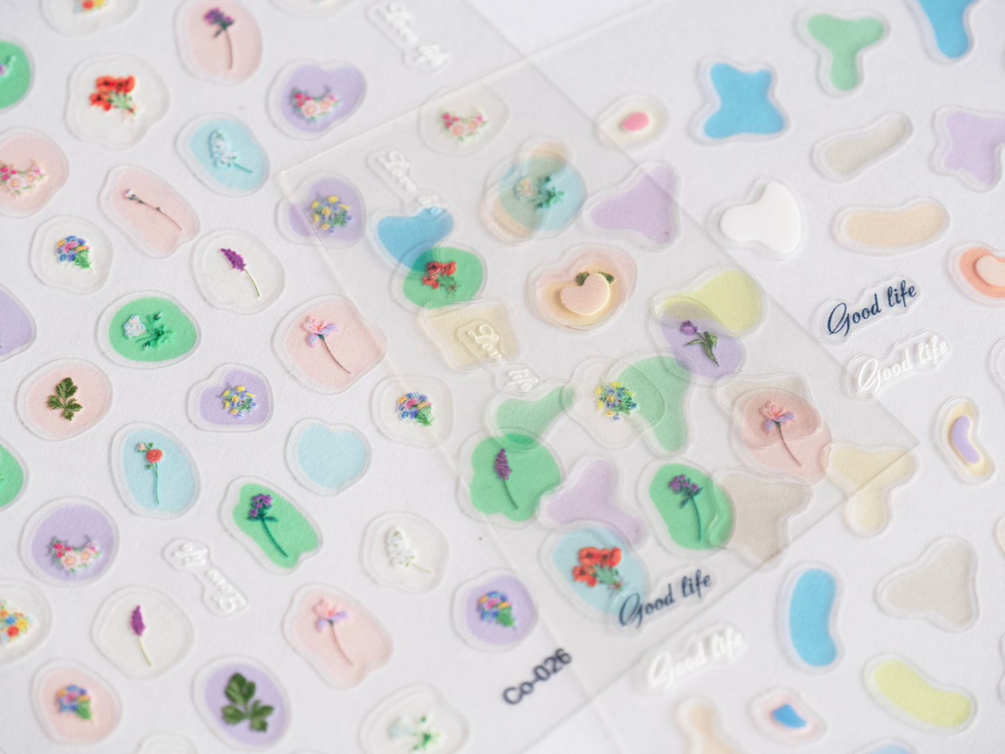 3D Jelly Bean Flower Nail Stickers – Embossed Water Drop Decals