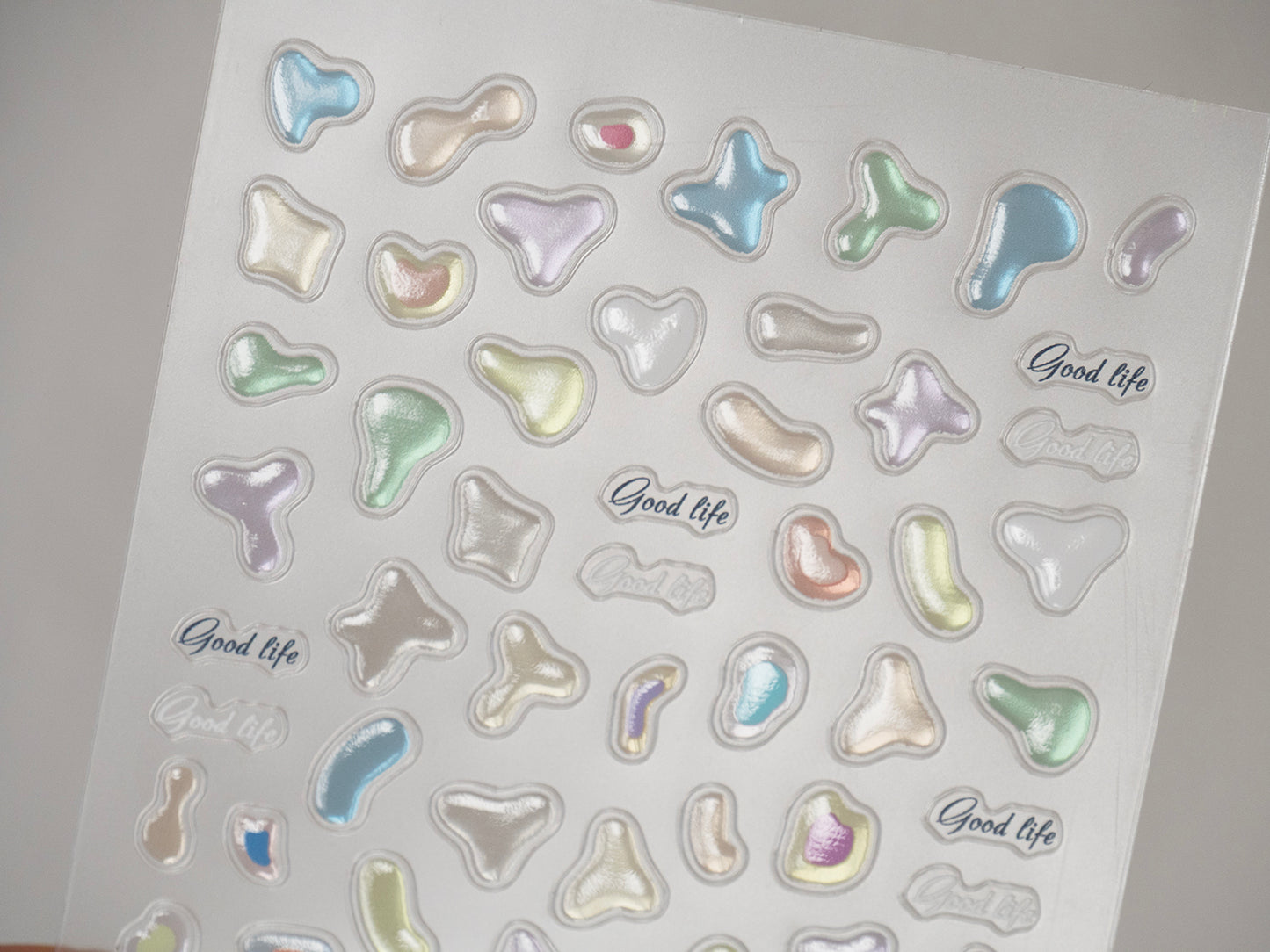 3D Jelly Bean Flower Nail Stickers – Embossed Water Drop Decals