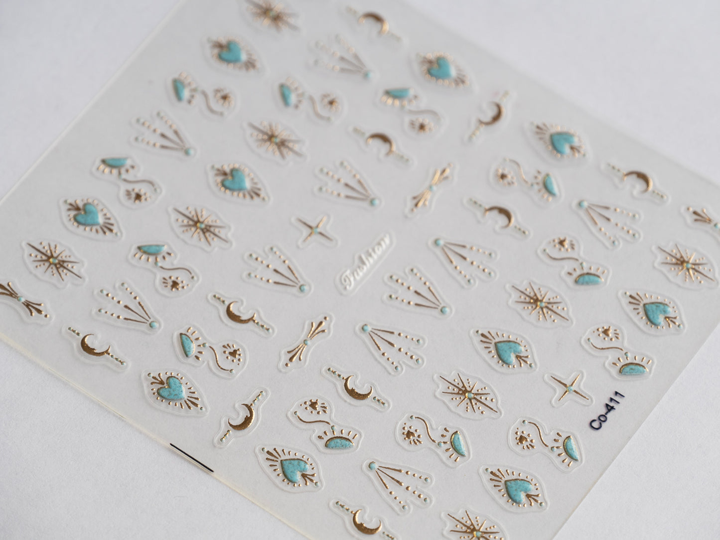 Turquoise Star & Moon Nail Stickers – Celestial Nail Decals | Mythic Totem Heart Crescent