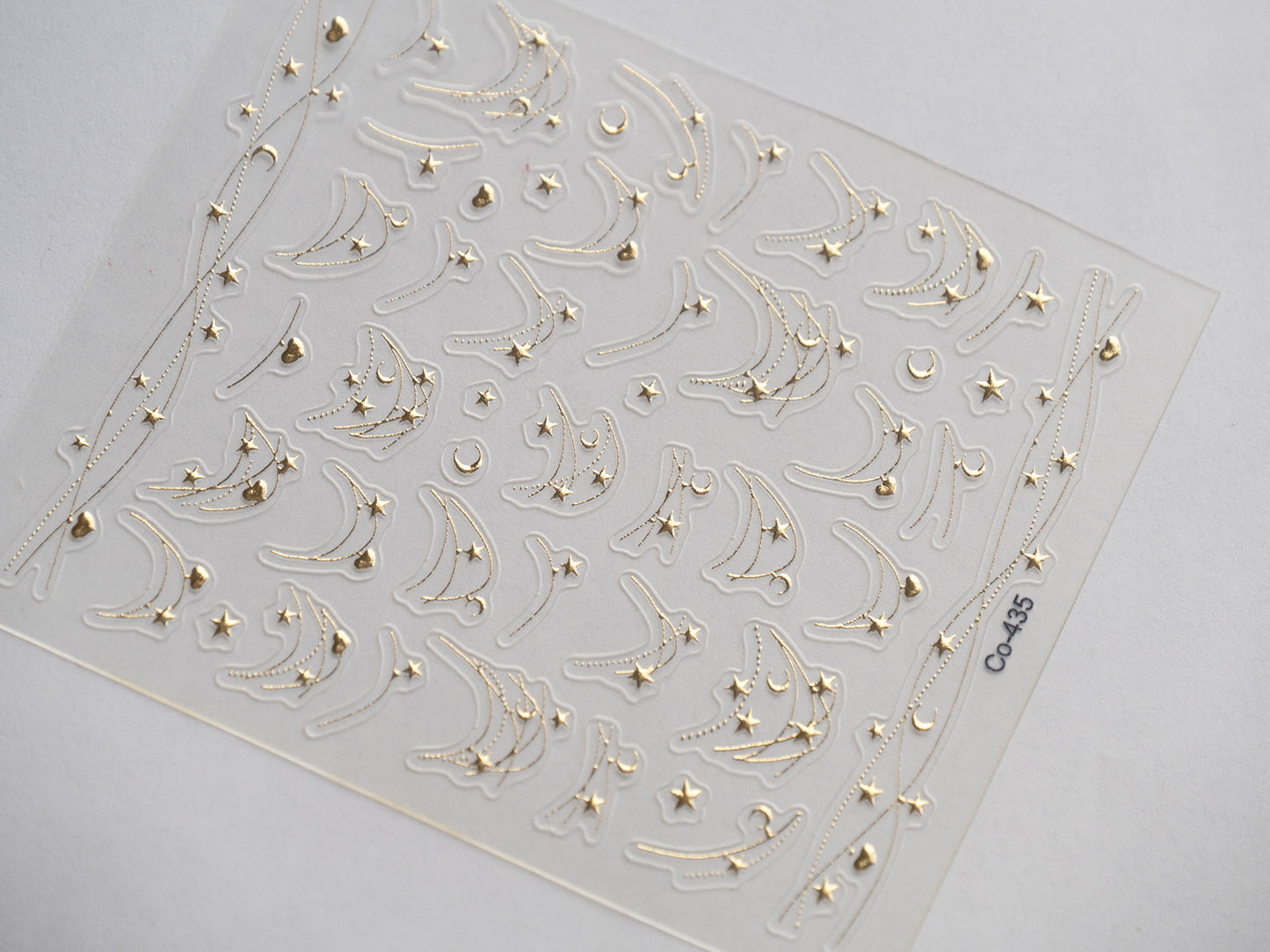 Gold Foil Arch French Star Moon Tassel Nail Decals | Shiny Celestial Nail Art