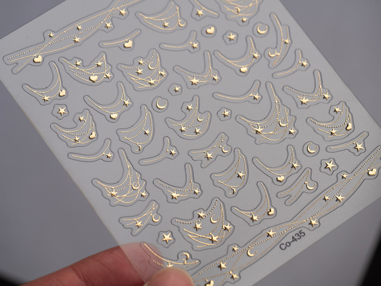 Gold Foil Arch French Star Moon Tassel Nail Decals | Shiny Celestial Nail Art