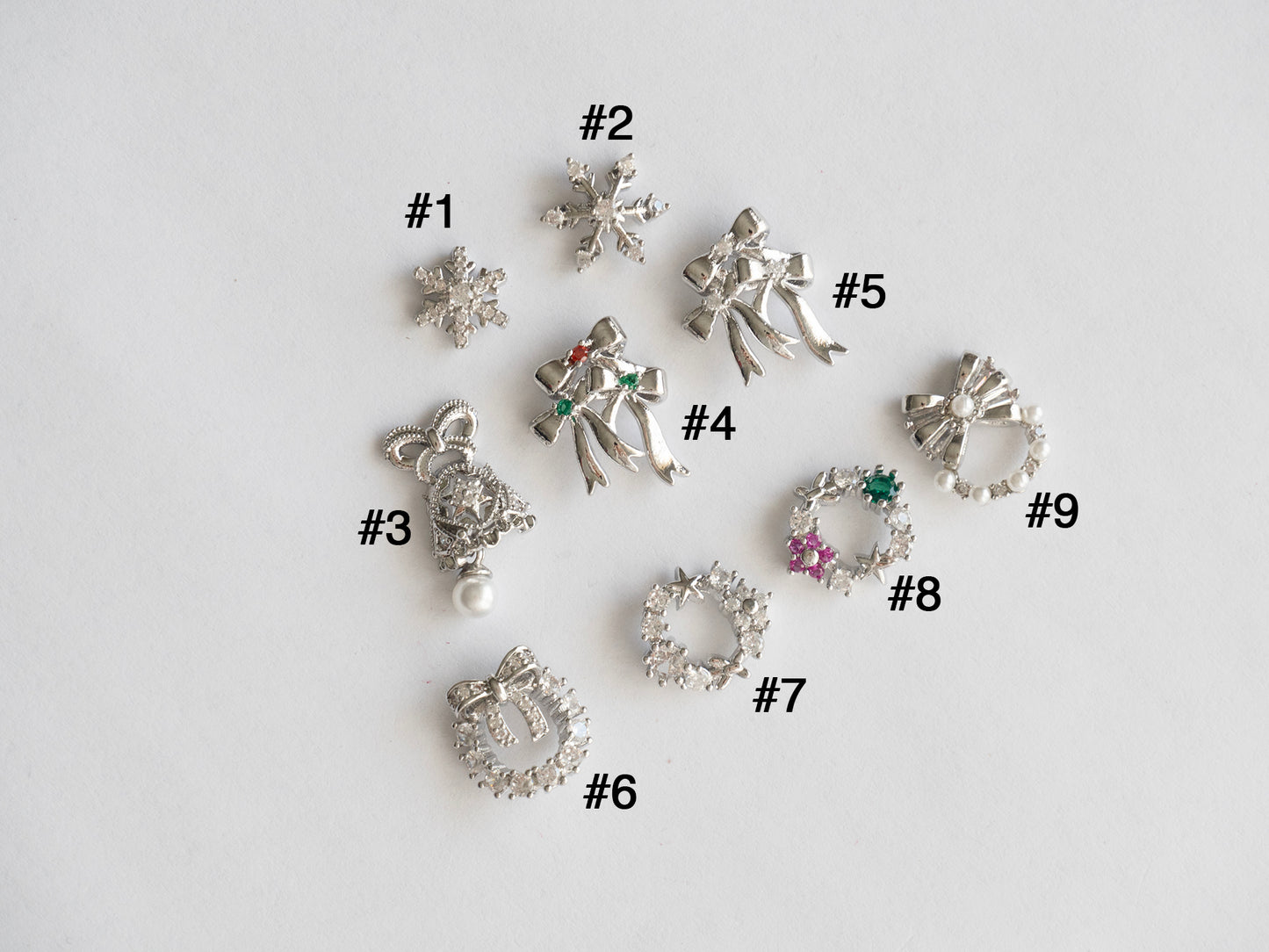 Christmas Jingle Bell Bow Tie Gold Nail Charm