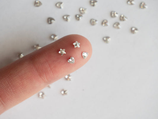 20pcs Mini Heart Star Zircon Rhinestones: Diamond Cut Nail Art Decorations