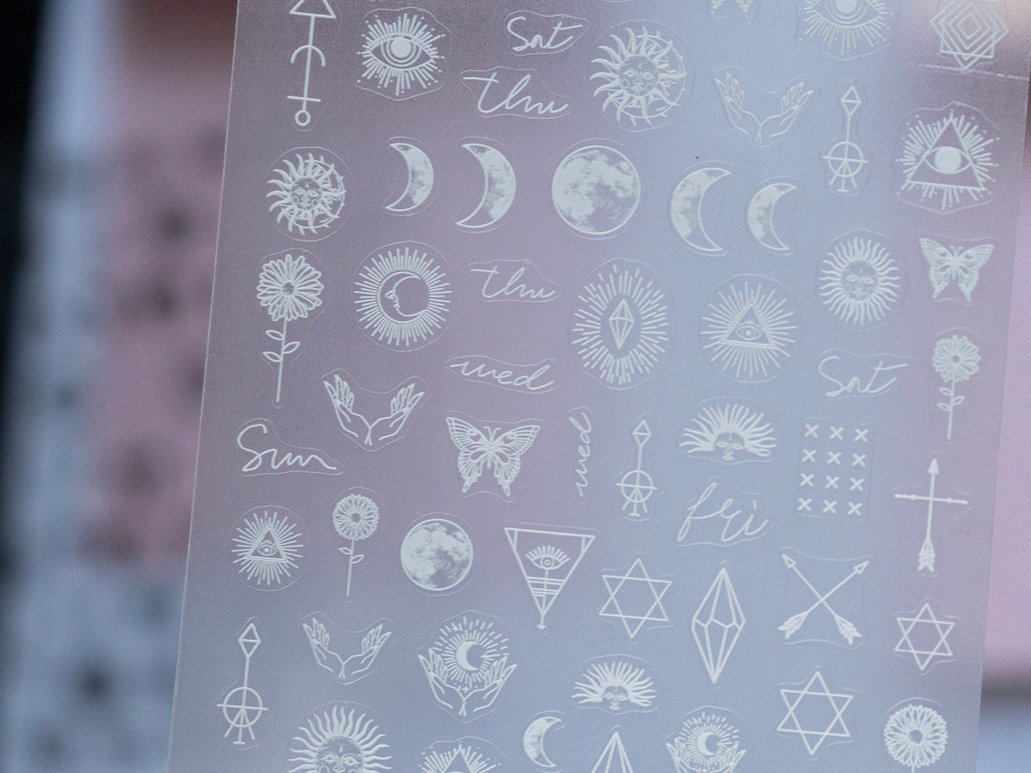 Celestial Nail Stickers • Moon Sun Star Eye Tarot Symbols (1 Sheet)