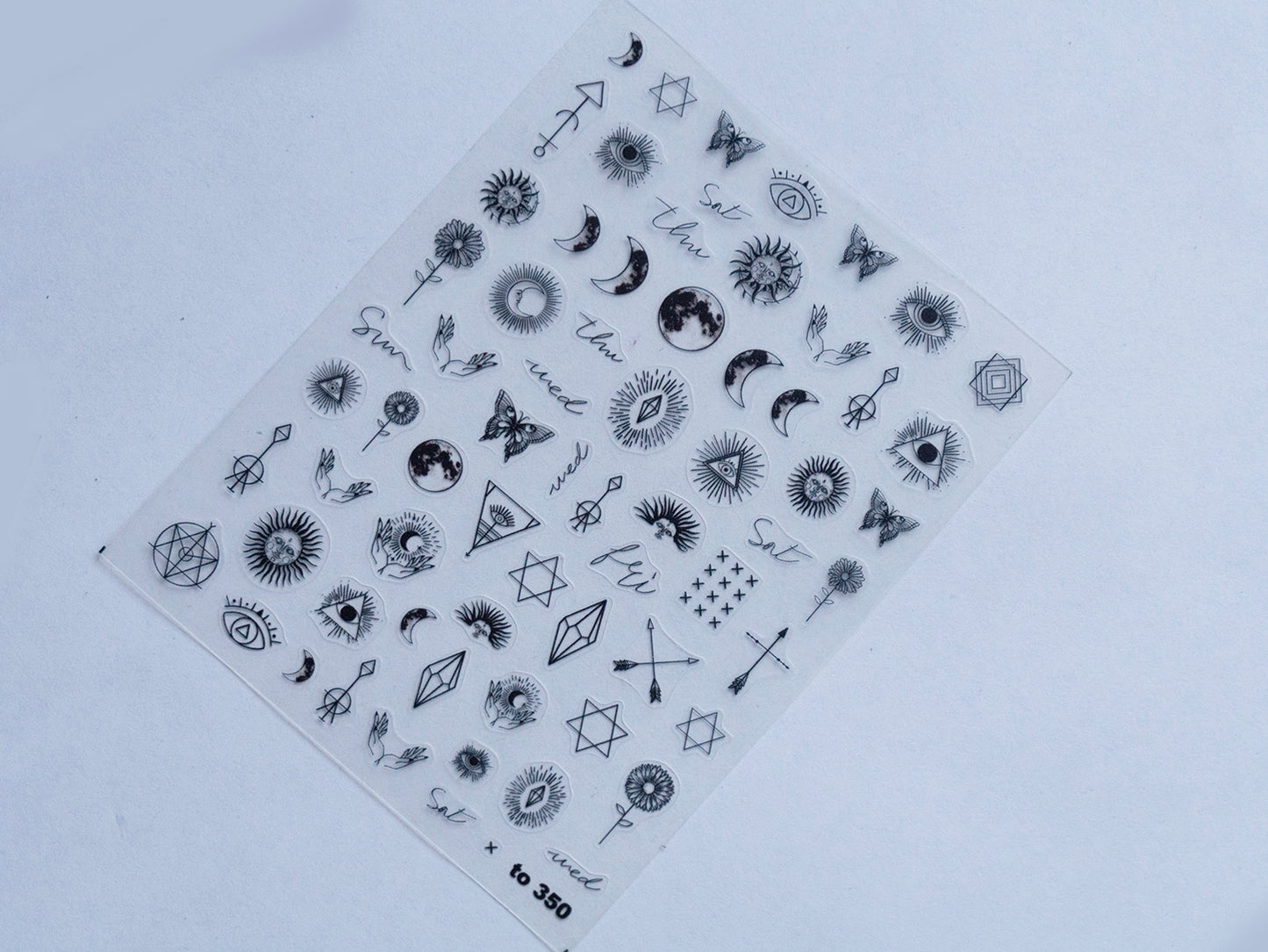 Celestial Nail Stickers • Moon Sun Star Eye Tarot Symbols (1 Sheet)