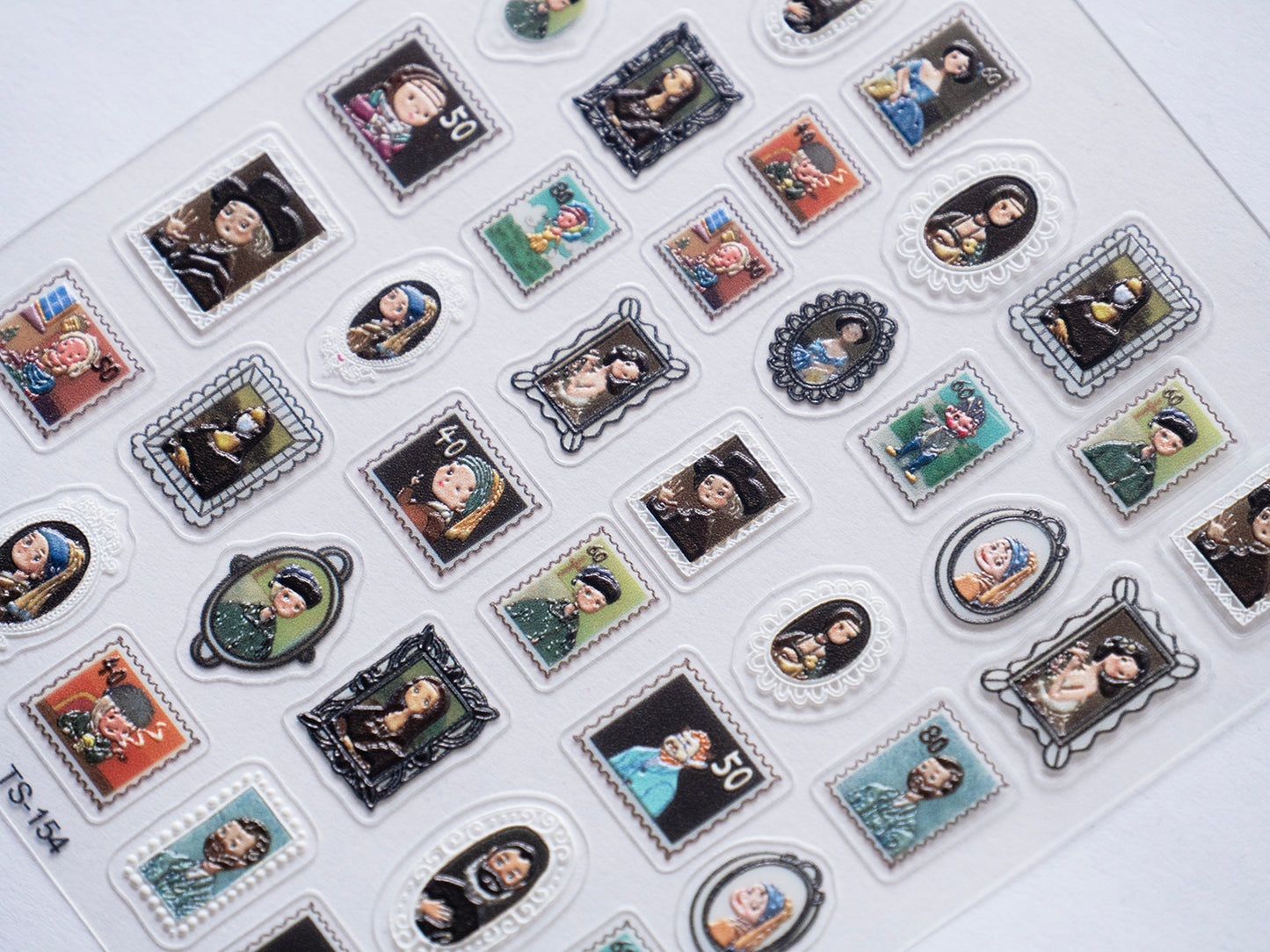 Vintage Nail Stickers • Mini Art Portrait Frame Decals (Sheet)