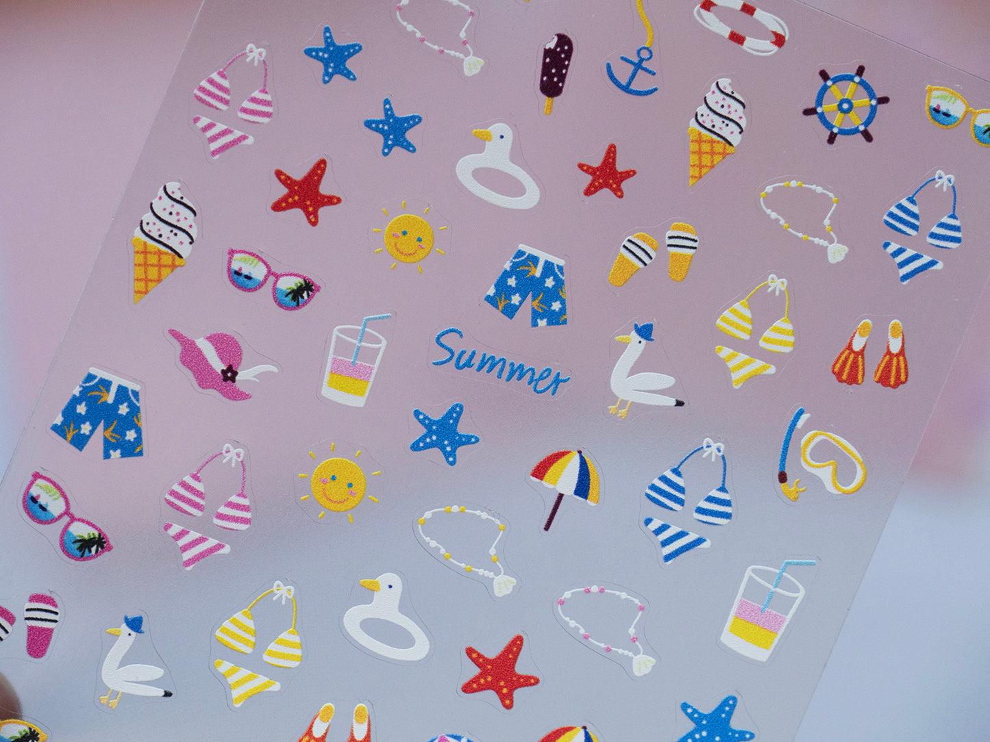 Summer Beach Nail Stickers, Ocean Sea Shell Starfish Nail Decals, Seahorse Marine Nail Art Stickers, Cute Vacation Nail Designs