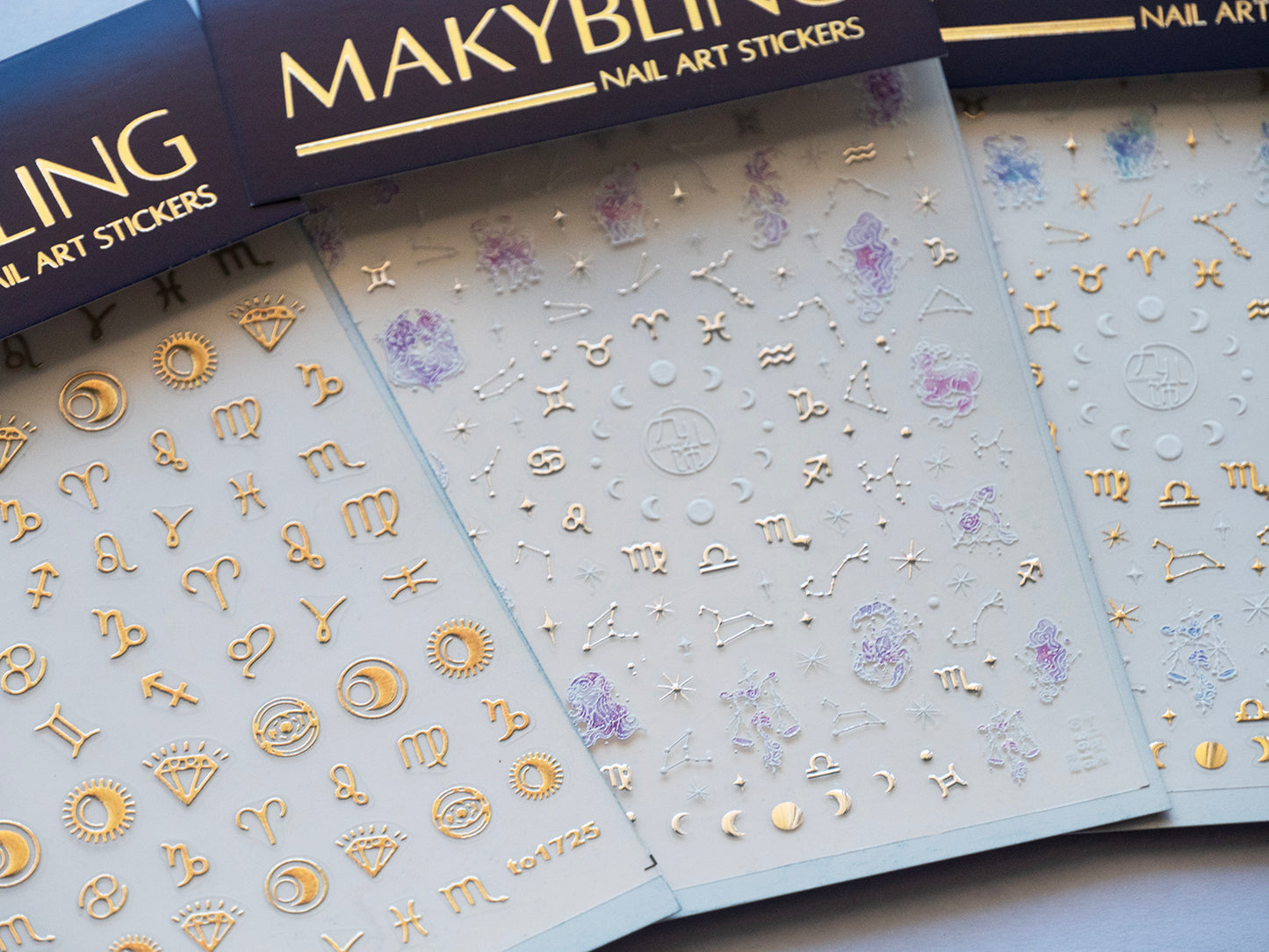 Zodiac Nail Stickers Gold Celestial Nail Art, Horoscope Constellation Nail Decals, Star Moon Astrology Nails, Luxury Minimal Nail Design