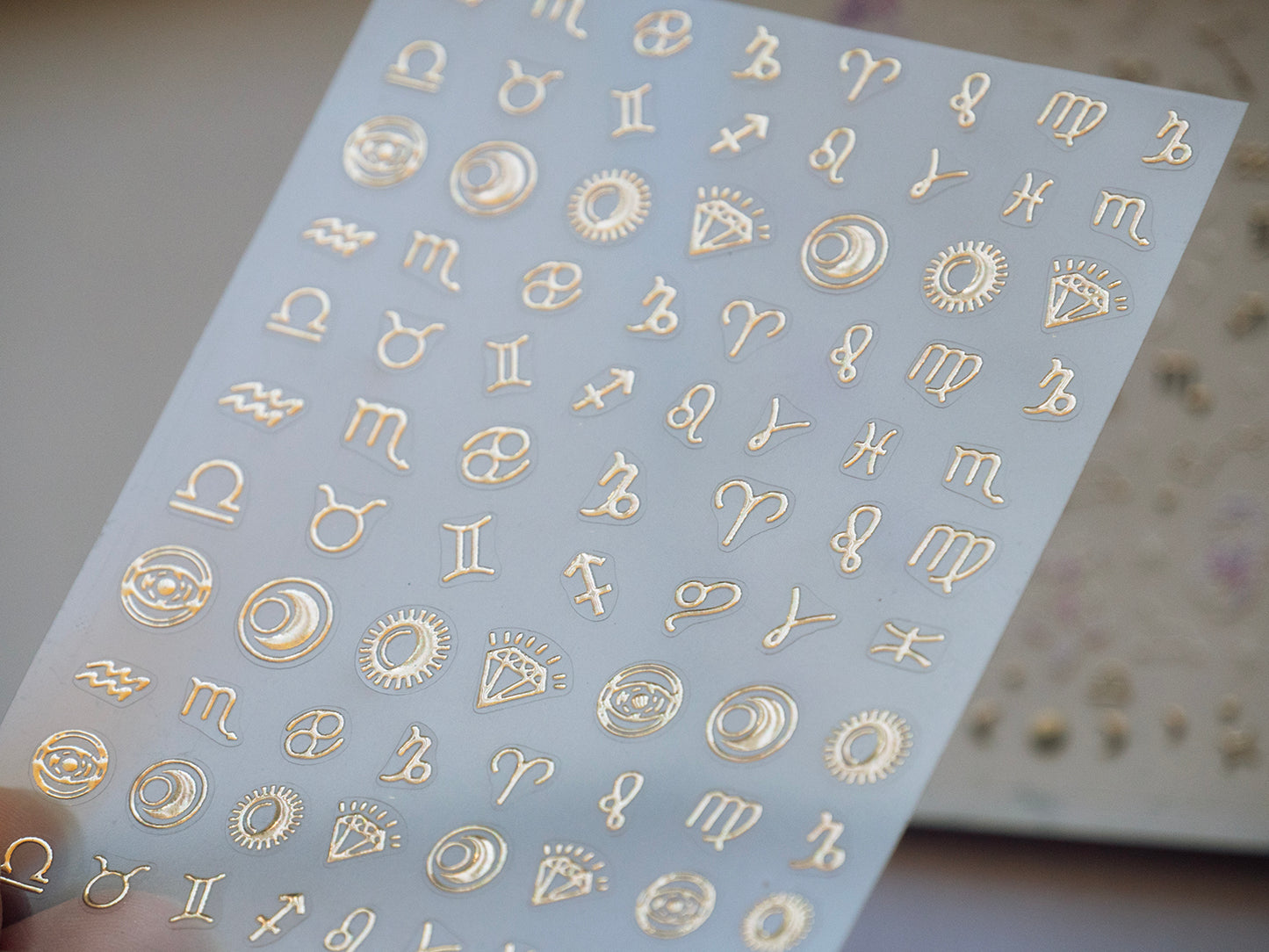 Zodiac Nail Stickers Gold Celestial Nail Art, Horoscope Constellation Nail Decals, Star Moon Astrology Nails, Luxury Minimal Nail Design