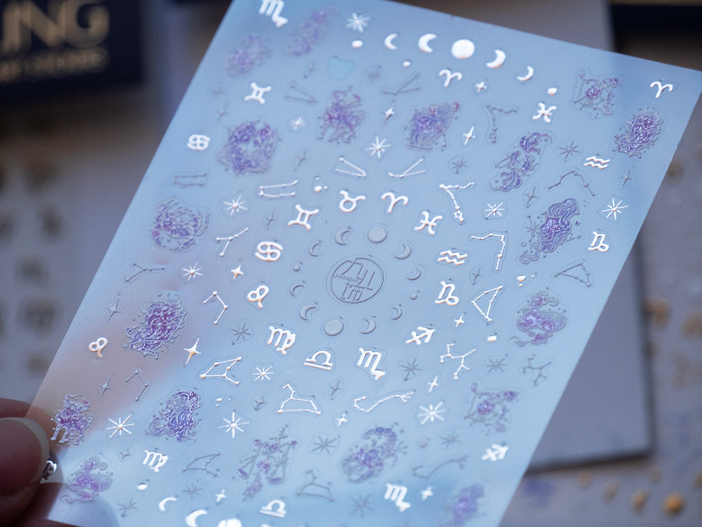 Zodiac Nail Stickers Gold Celestial Nail Art, Horoscope Constellation Nail Decals, Star Moon Astrology Nails, Luxury Minimal Nail Design