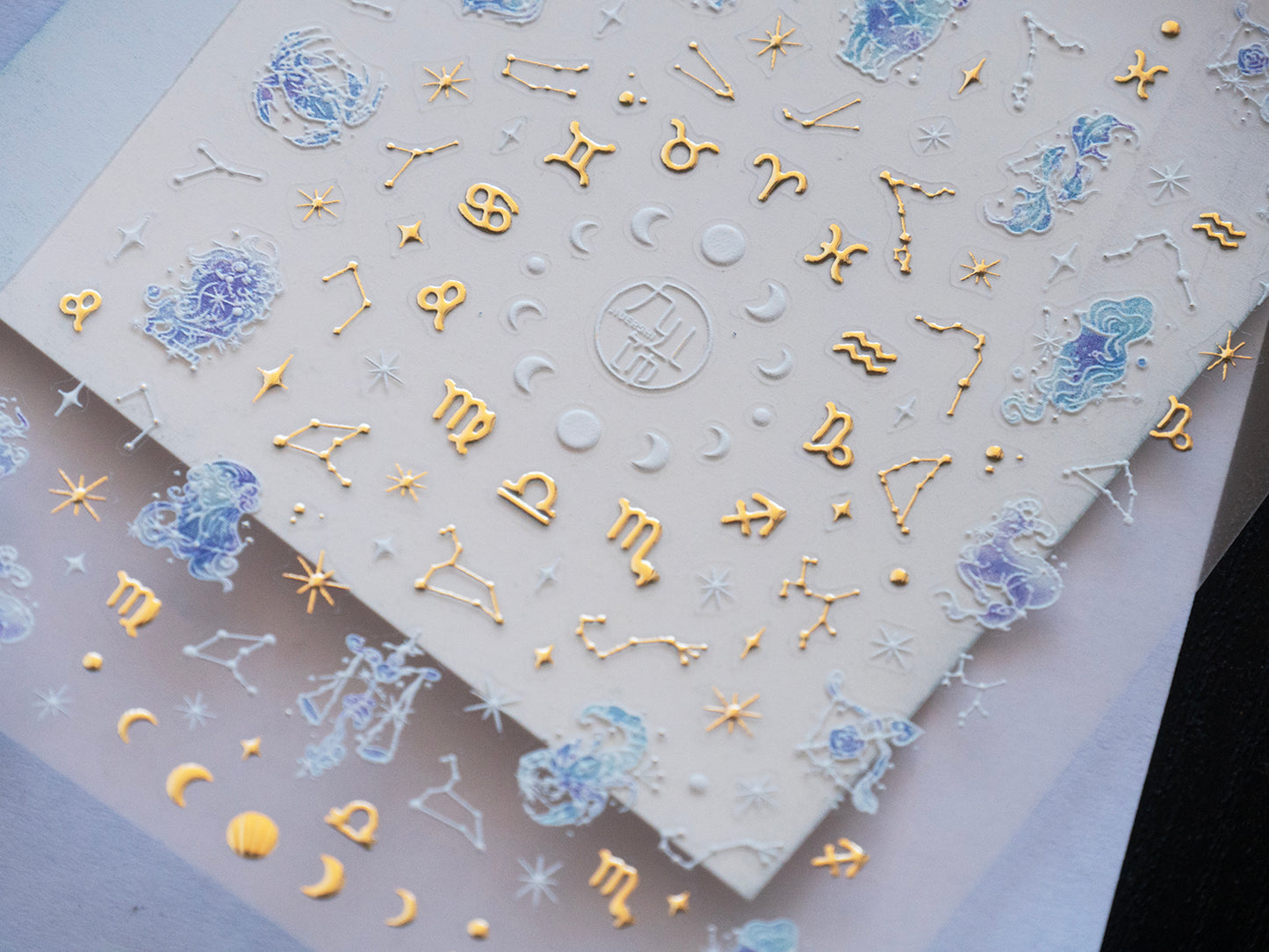 Zodiac Nail Stickers Gold Celestial Nail Art, Horoscope Constellation Nail Decals, Star Moon Astrology Nails, Luxury Minimal Nail Design