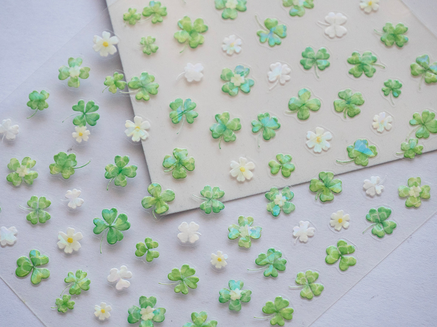 Clover Nail Stickers Green Floral Nail Decals, Lucky Shamrock Nail Art, Spring Summer Nails, Cute Minimal Nail Design, DIY Manicure