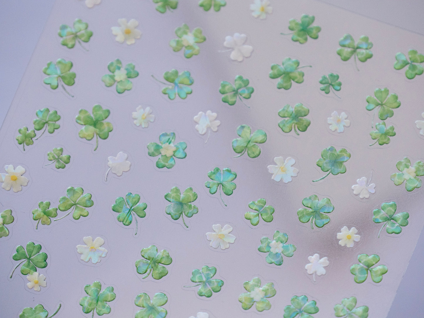 Clover Nail Stickers Green Floral Nail Decals, Lucky Shamrock Nail Art, Spring Summer Nails, Cute Minimal Nail Design, DIY Manicure