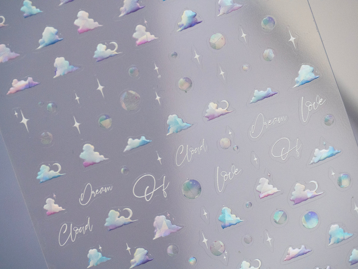 Iridescent Cloud Nail Stickers Aurora Chrome Nail Decals, Kawaii Sky Nail Art, Cute Jelly Bubble Nails, Dreamy Aesthetic Nail Design