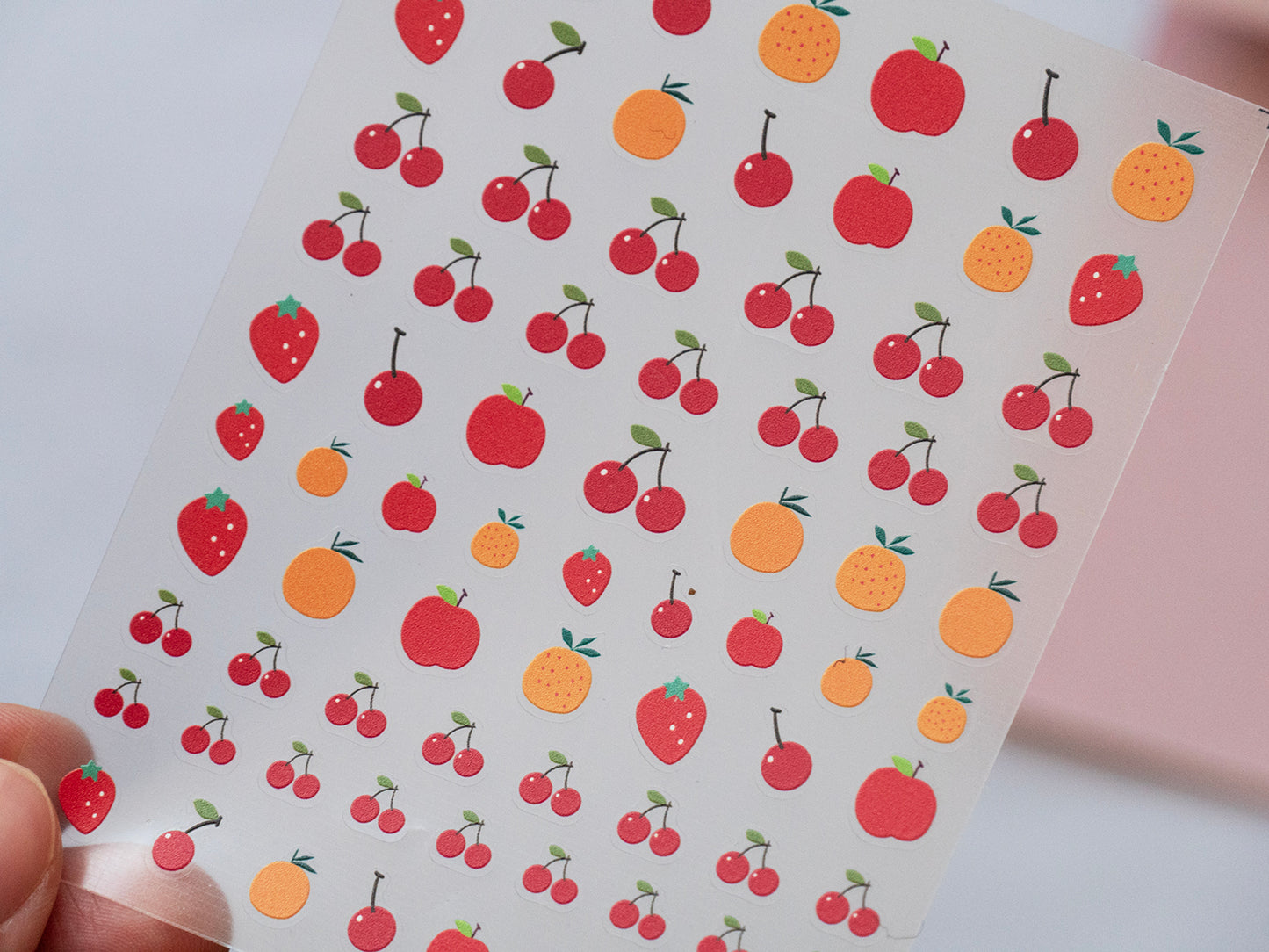 Strawberry Calligraphy Nail Stickers & Fruit Mix Decals | Cherry Orange Apple Nail Art | Cute Kawaii Summer Nails