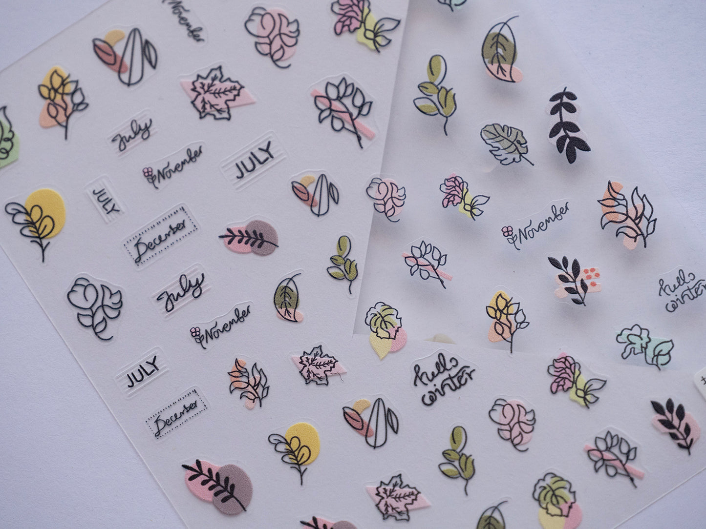 Leaf Nail Stickers Set, Gold Botanical Nail Decals, Minimalist Floral Nail Art, Green Leaf Nail Stickers, Nature Inspired Nail Accessories